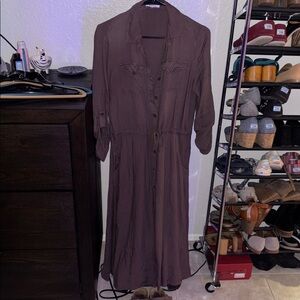 Tea n Rose Chocolate Button-Up Dress
